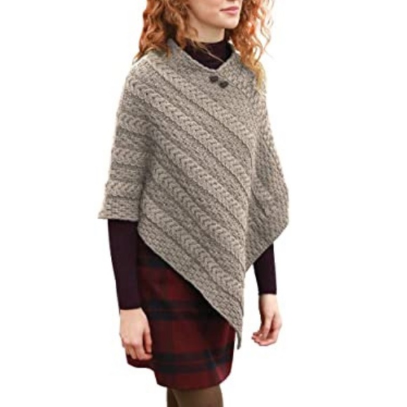 carraig Donn Sweaters - Carraig Donn Women’s Merino Wool Poncho Sweater one size